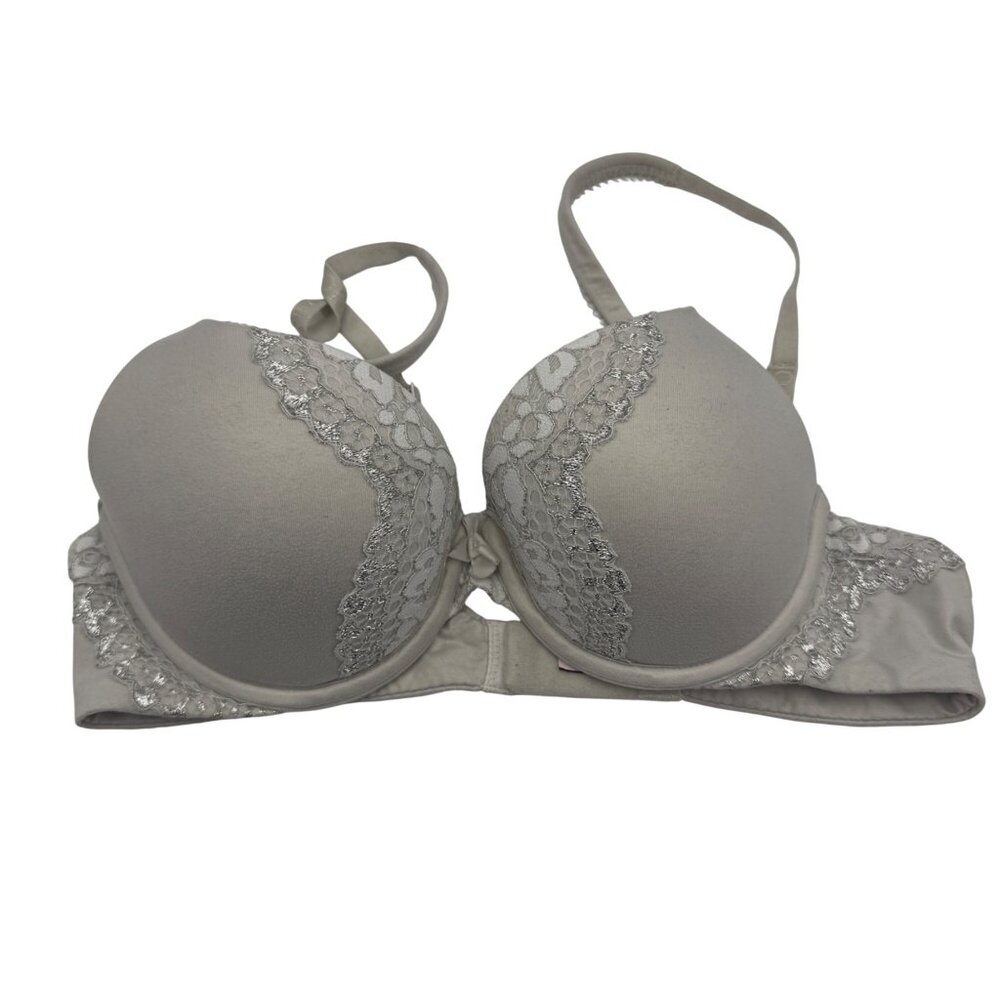 Victorias Secret Bra Lace Overlay Light Beige 34B Push-Up Padded Adjustable